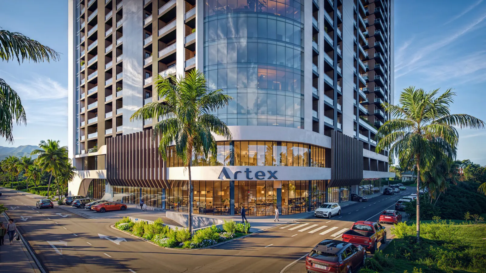 Artex Parkline street-level entrance with Artex signage