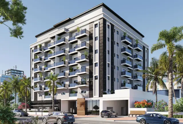 Astra Residences exterior facade, street view