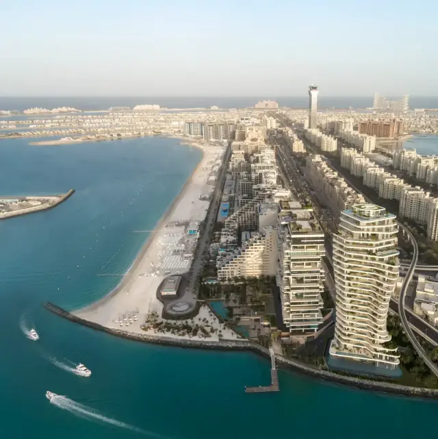 Aerial view of Palm Jumeirah crescent near AVA