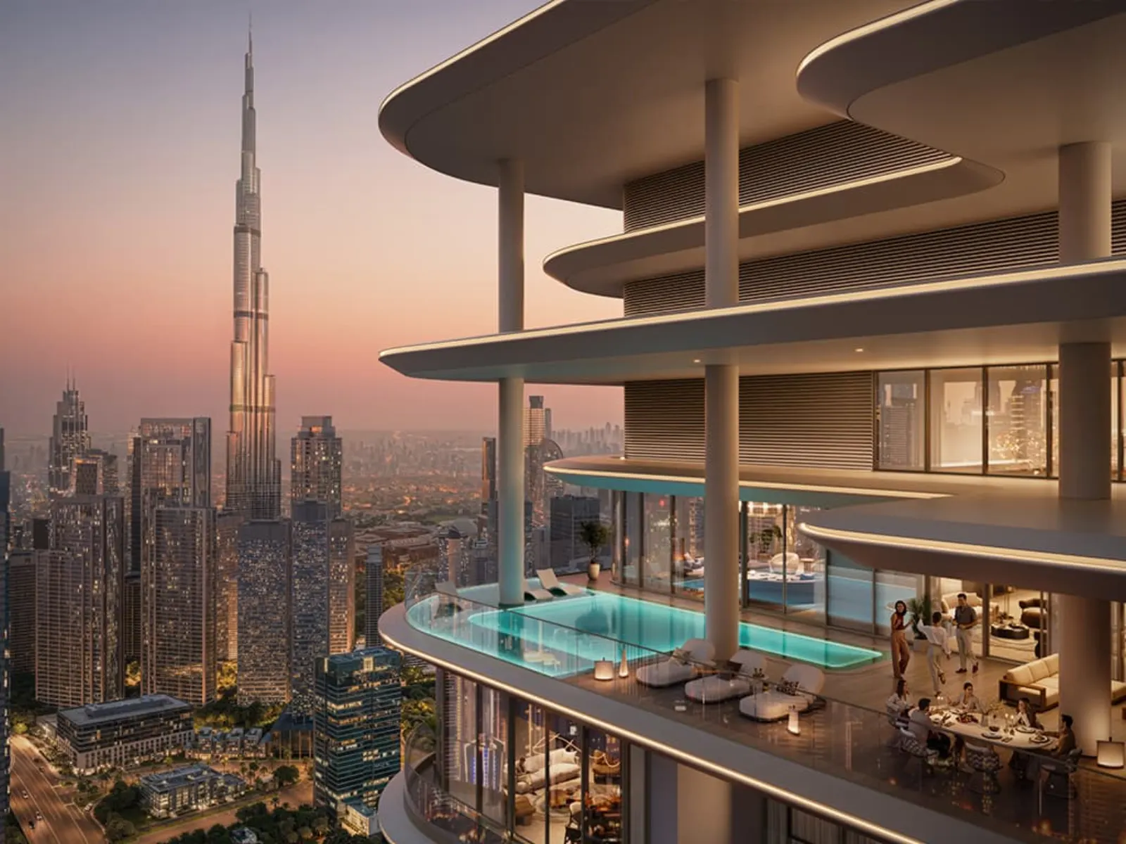 Avarra by Palace, terrace pool with Burj Khalifa view
