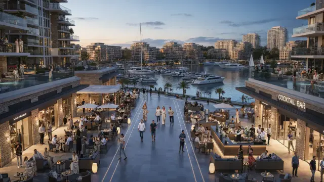 Night view of the promenade visualization, Batumi Yachts & Marina