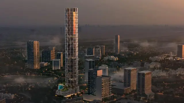 Binghatti Circle evening exterior view