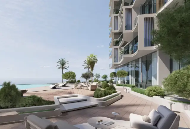 Infinity pool deck with sea view