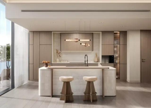 Kitchen interior with smart-home fittings