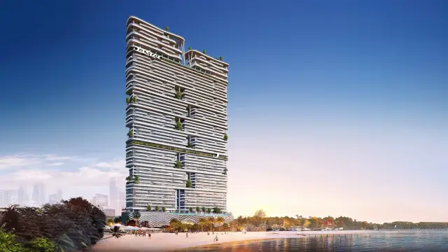 DAMAC Bay 2 by Cavalli tower exterior beside the beach