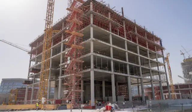 Design Quarter at d3 construction site, low-angle view