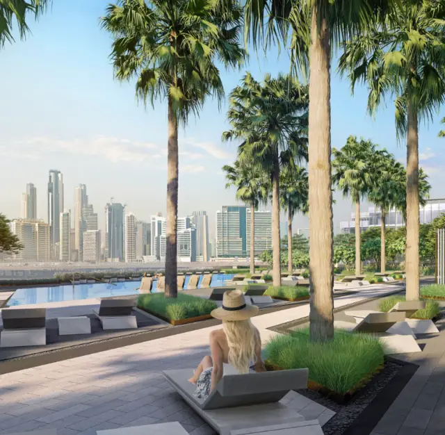 Design Quarter at d3 towers rendering, plaza view
