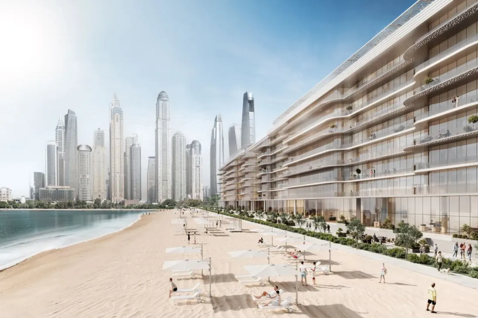 Dubai Harbour Residences beachfront exterior render