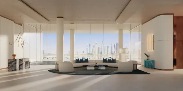 Dubai Harbour Residences reception lobby CGI