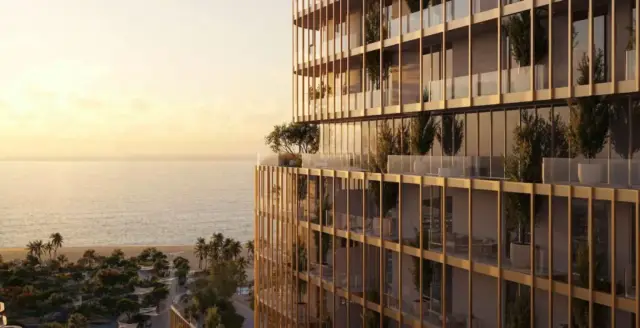 HADO by Beyond facade close-up at sunset, beachfront