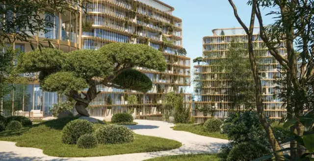 SIORA community gardens between towers