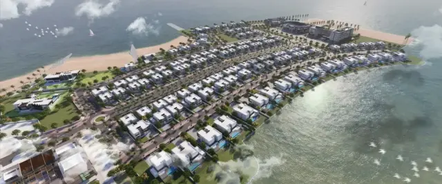 Aerial view of La Mer Maisons beachfront villa community