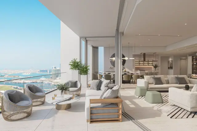 Liv Marina tower exterior render, street level