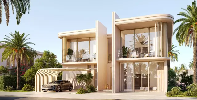 Five bedroom villa exterior with sculpted carport