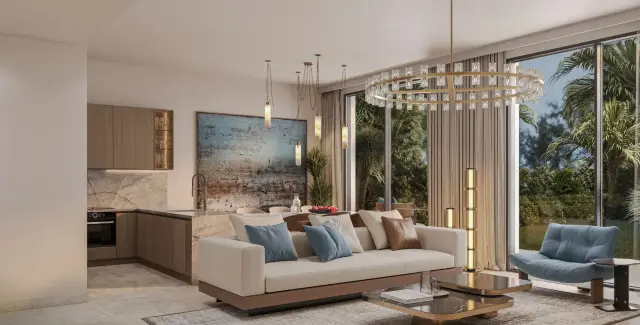 Townhouse living and dining room interior