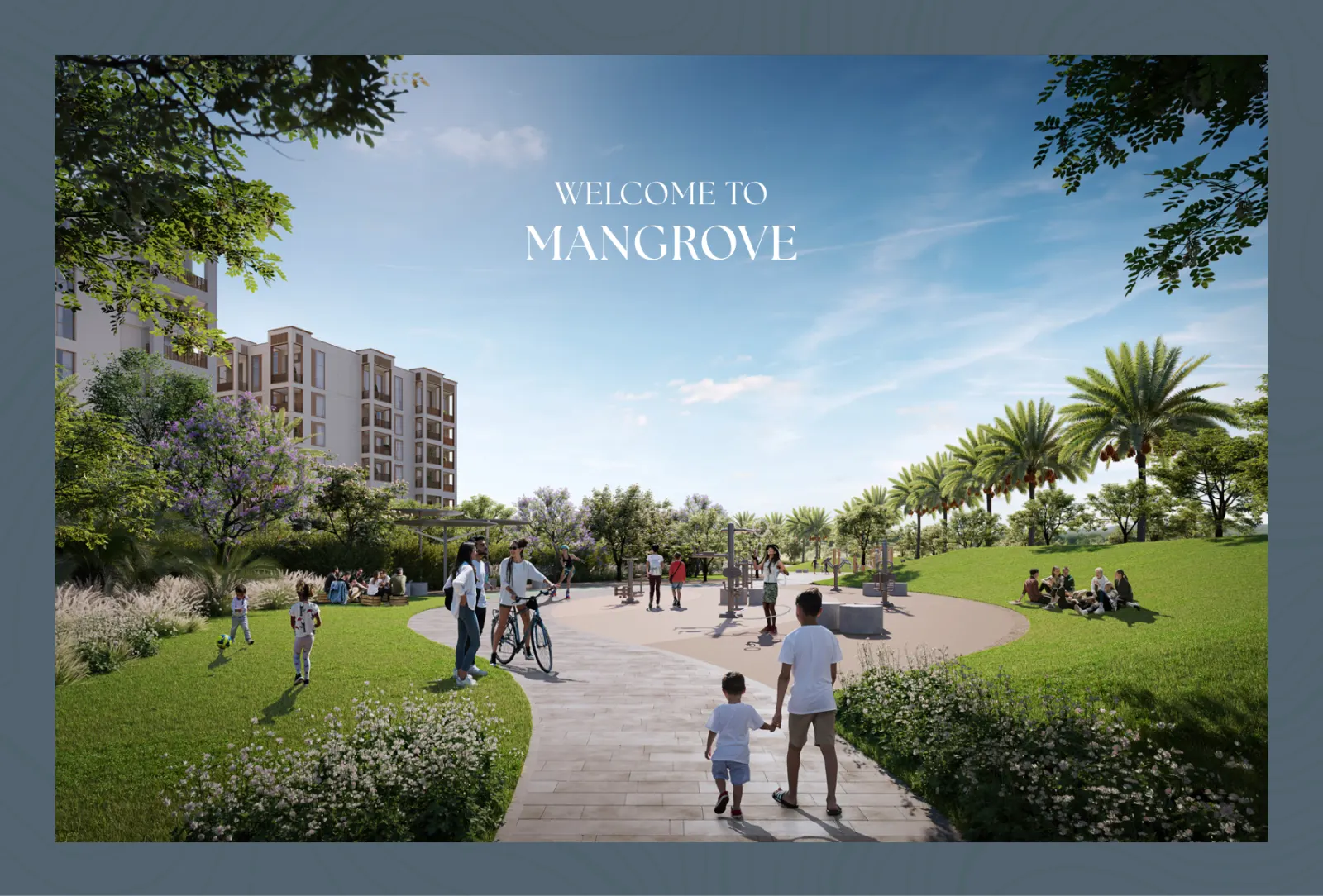 Mangrove community park walkway with towers