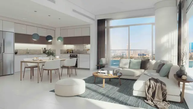 Marina Vista open-plan kitchen and living room interior