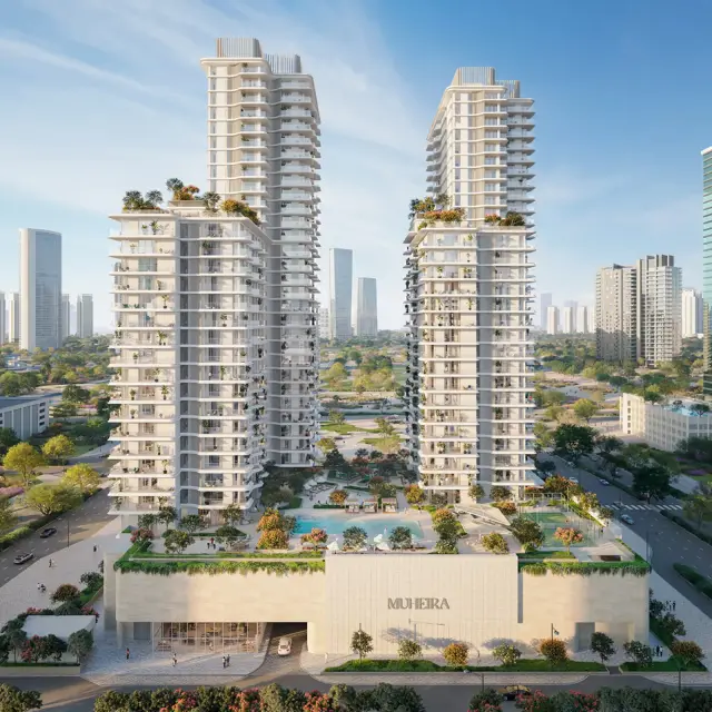Muheira twin towers above a retail podium