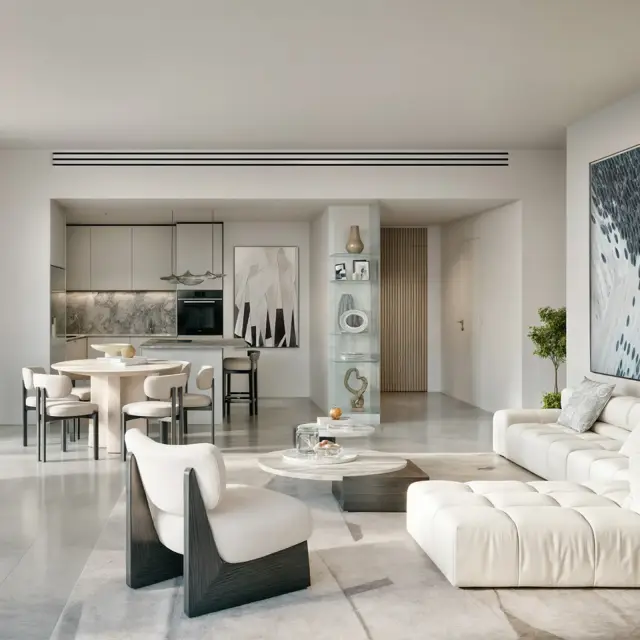 Living room of a 3 bedroom corner unit