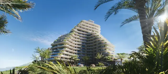 NEXT Collection Batumi tiered building exterior among palm trees