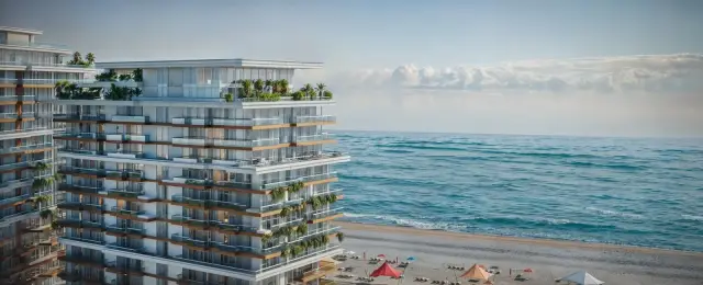 NEXT Gardens beachfront tower, daytime view with sea and beach
