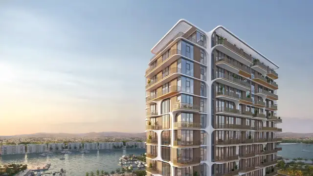 Nura tower overlooking the marina at sunset