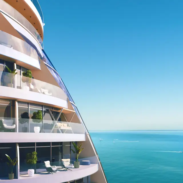 Panorama Batumi facade close-up with sea-view balconies
