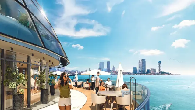 Panorama Batumi rooftop terrace with Batumi skyline view