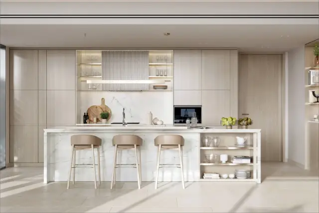 Bathroom interior with marble finishes