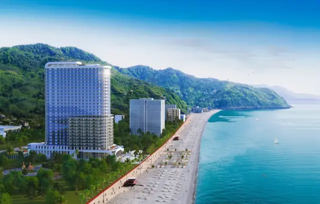 Aerial drone view of Pontus Rotana Resort & Spa construction site