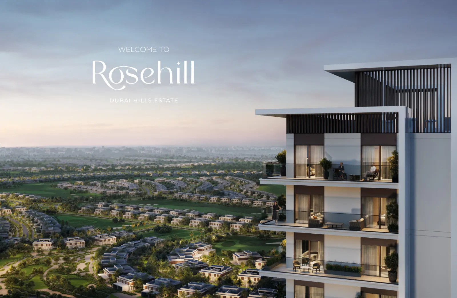 Rosehill building exterior above Dubai Hills Estate