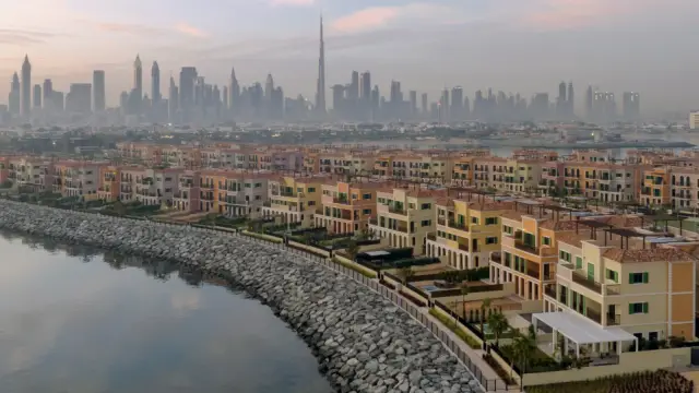Aerial view of Sur La Mer waterfront townhouses