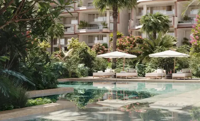 The Alba Residences, landscaped pool deck