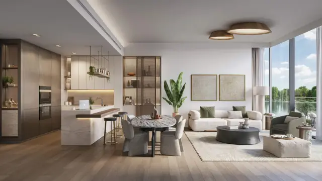 The Highgrove, living room and kitchen interior