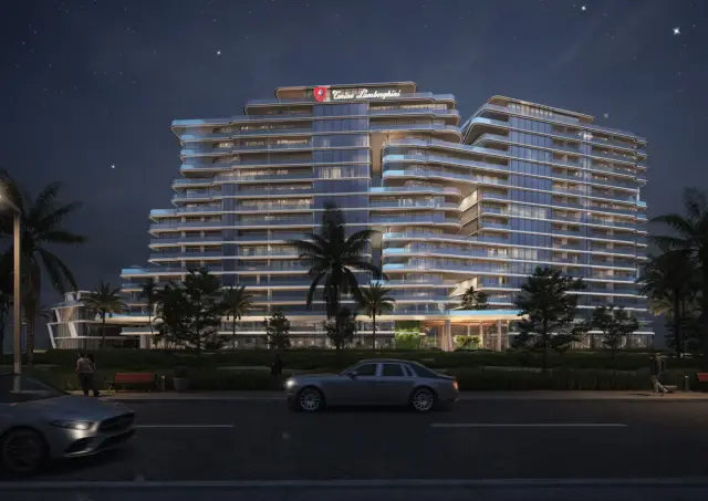 Tonino Lamborghini Residences tower at night