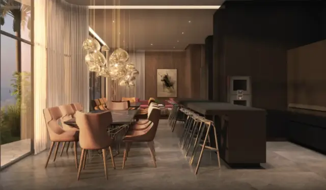 Dining room and kitchen
