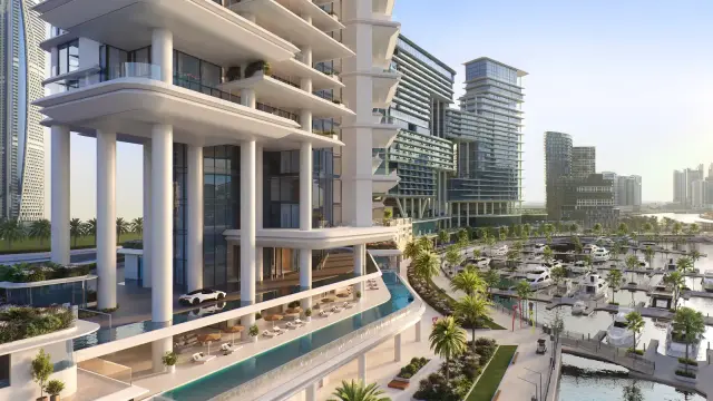VELA, living room with Downtown Dubai view