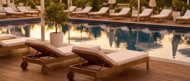 Swimming pool and sun loungers, Wyndham Residences Batumi