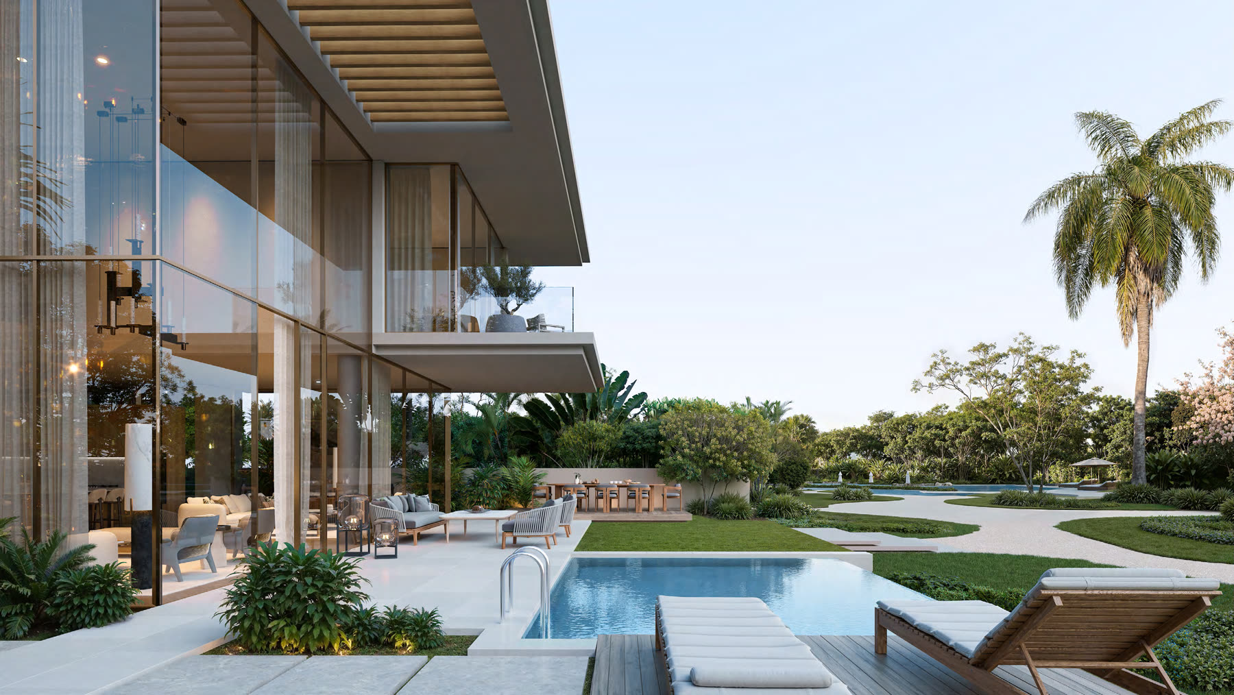 Garden villa terrace and garden