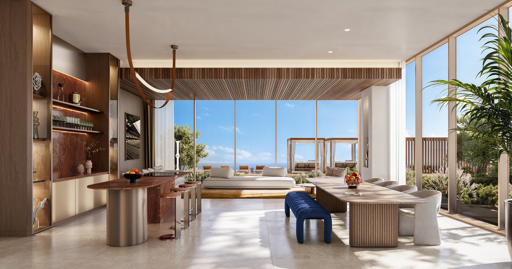 The living and dining room