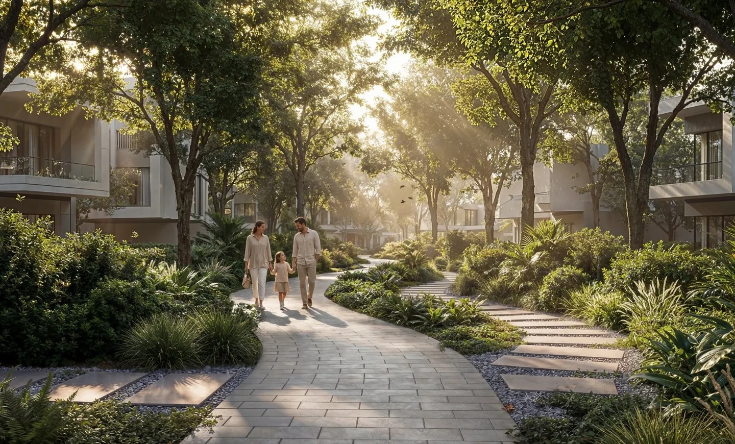 The landscaped walking route